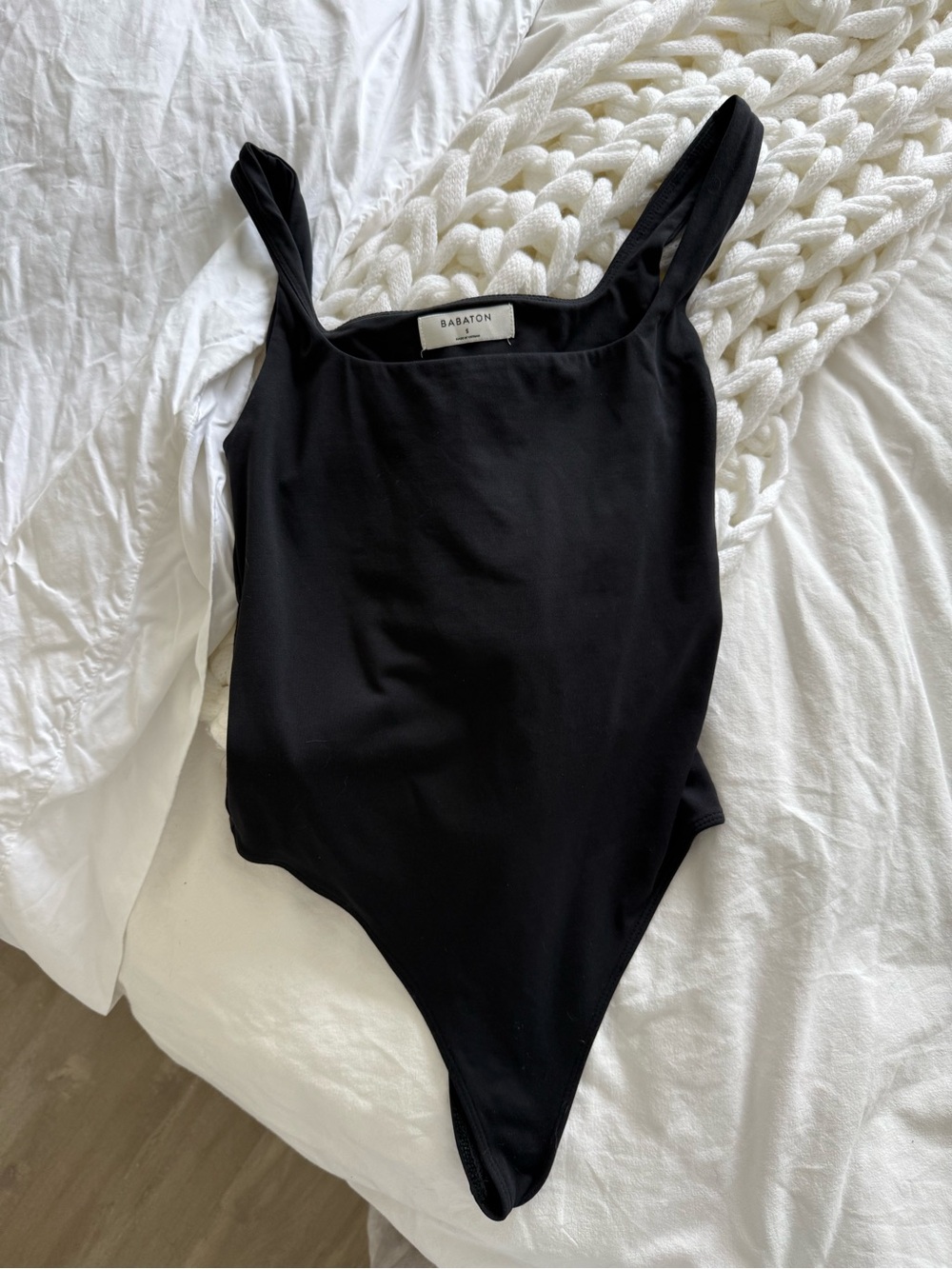 Babaton Black Contour Square Neck Bodysuit